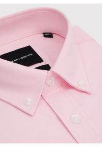 Pako Lorente - PAKO LORENTE – Różowa koszula męska. Typ kołnierza: button down. Kolor: biały, różowy. Materiał: poliester, bawełna. Długość rękawa: długi rękaw. Długość: długie #2