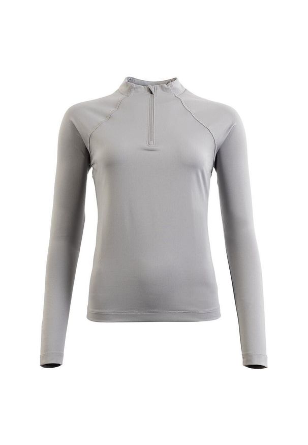 Damska koszulka jeździecka z zamkiem 1/4 BR Equitation CLX. Kolor: szary. Długość rękawa: długi rękaw