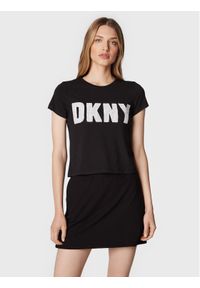 DKNY T-Shirt P2FKHGWG Czarny Regular Fit. Kolor: czarny. Materiał: bawełna