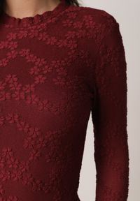 Born2be - Bordowe Koronkowe Body z Bawełną z Długim Rękawem Zenarria. Okazja: na co dzień, do pracy, na spotkanie biznesowe. Typ kołnierza: kołnierzyk stójkowy. Kolor: czerwony. Materiał: bawełna, koronka. Długość rękawa: długi rękaw. Długość: długie. Wzór: aplikacja. Styl: klasyczny, casual, biznesowy #7