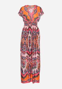 Born2be - Pomarańczowa Sukienka Maxi w Stylu Boho z Elastycznej Wiskozy Arnevia. Okazja: na co dzień. Kolor: pomarańczowy. Materiał: wiskoza. Typ sukienki: proste. Styl: boho. Długość: maxi #7