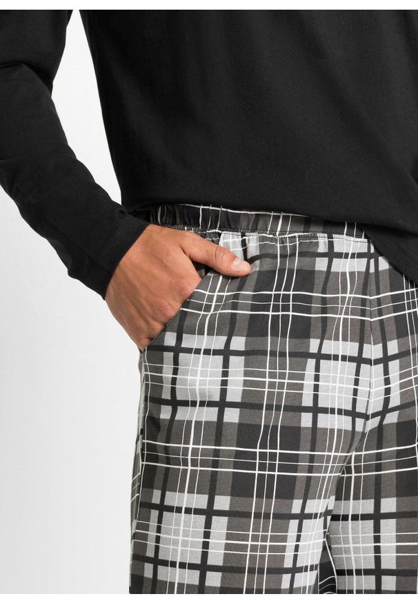 bonprix - Piżama z czystej bawełny. Kolor: czarny. Materiał: bawełna