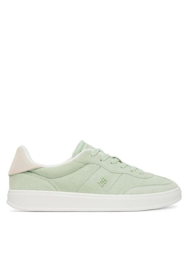 TOMMY HILFIGER - Tommy Hilfiger Sneakersy Th Heritage Monogram Sneaker FW0FW09180 Zielony. Kolor: zielony. Materiał: zamsz, skóra