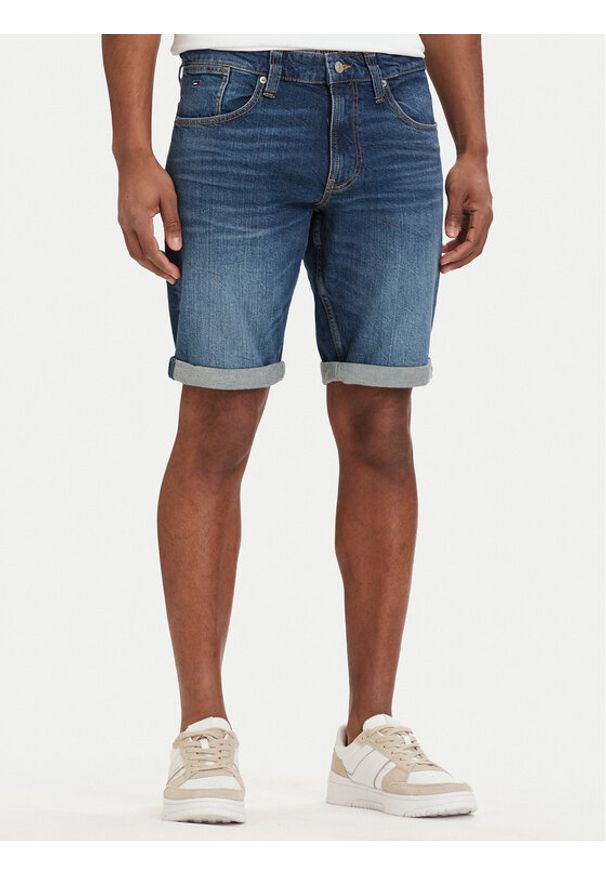 Tommy Jeans Szorty jeansowe Ronnie DM0DM22980 Granatowy Slim Fit. Kolor: niebieski. Materiał: bawełna