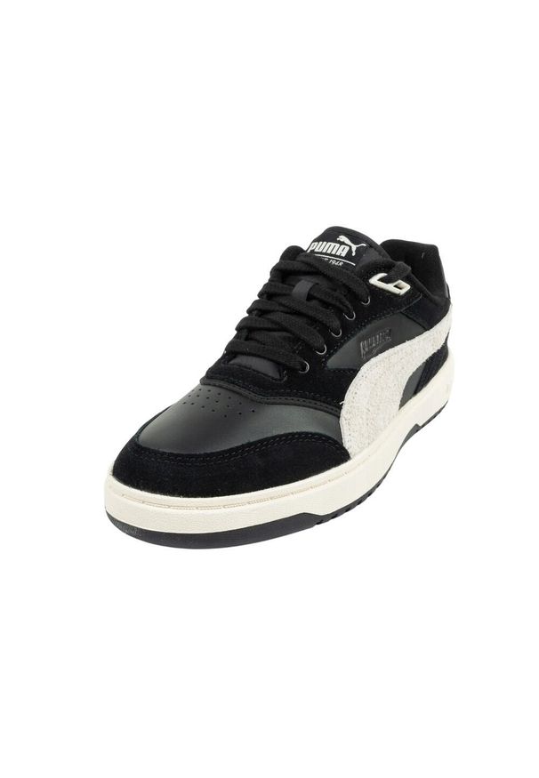 Puma - Damskie Skórzane Buty Sportowe Court Double. Kolor: czarny. Materiał: skóra. Styl: sportowy