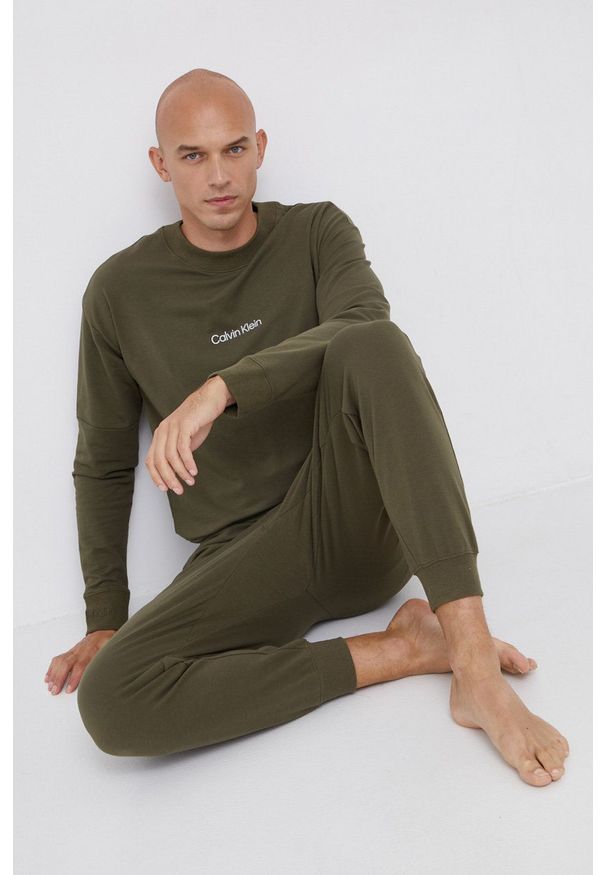 Calvin Klein Underwear Bluza męska kolor zielony melanżowa. Okazja: na co dzień. Kolor: zielony. Materiał: dzianina. Wzór: melanż. Styl: casual