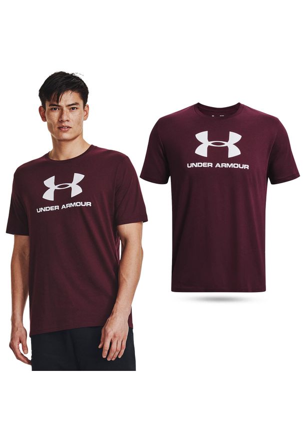 Under Armour - Koszulka fitness męska UNDER ARMOUR LOGO SS z krótkim rękawem. Kolor: czerwony, wielokolorowy, brązowy. Długość rękawa: krótki rękaw. Długość: krótkie. Sport: fitness