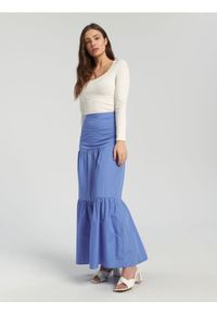 Sinsay - Bawełniana spódnica maxi z marszczeniami - niebieski. Kolor: niebieski. Materiał: bawełna #1