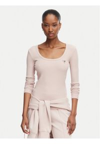Guess Bluzka V4BP07 K8RT2 Różowy Slim Fit. Kolor: różowy. Materiał: wiskoza #1