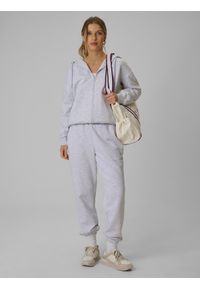 4f - 4F Bluza dresowa rozpinana z kapturem damska - szara XS. Okazja: na co dzień, na spacer. Typ kołnierza: kaptur. Kolor: szary. Materiał: dresówka. Styl: casual #2