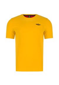 Aeronautica Militare - T-shirt AERONAUTICA MILITARE. Kolor: żółty. Materiał: bawełna, prążkowany. Wzór: jednolity, aplikacja