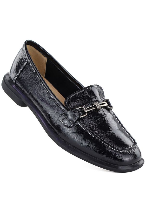 Skórzane półbuty damskie klasyczne czarne Vinceza 86429. Kolor: czarny. Materiał: skóra. Styl: klasyczny