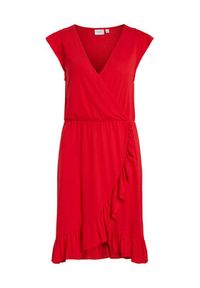 Vila Sukienka codzienna Mooney 14085633 Czerwony Regular Fit. Okazja: na co dzień. Kolor: czerwony. Materiał: wiskoza, syntetyk. Typ sukienki: proste. Styl: casual #8