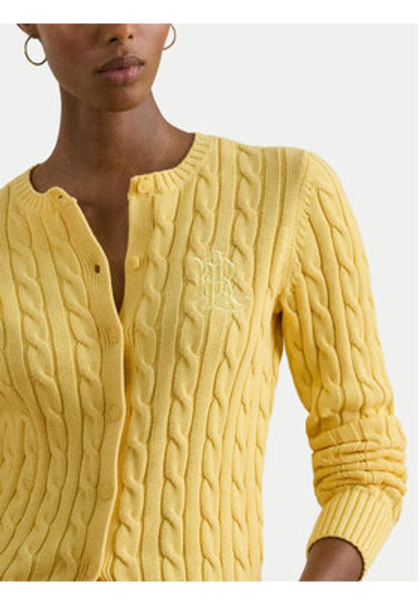 Lauren Ralph Lauren - LAUREN RALPH LAUREN Kardigan 200932225016 Żółty Regular Fit. Kolor: żółty. Materiał: bawełna