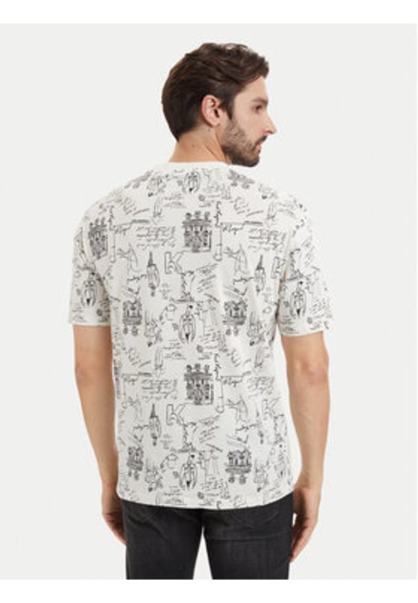 Karl Lagerfeld - KARL LAGERFELD T-Shirt 755139 563224 Biały Regular Fit. Typ kołnierza: dekolt w karo. Kolor: biały. Materiał: bawełna