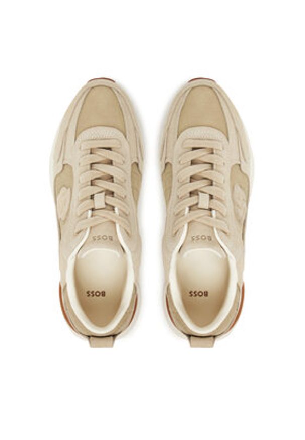 BOSS Sneakersy B Icon Runn Crcsd 50548354 Beżowy. Kolor: beżowy. Materiał: zamsz, skóra
