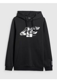 4f - 4F Bluza dresowa nierozpinana z kapturem męska - czarna XXL. Okazja: na co dzień. Typ kołnierza: kaptur. Kolor: czarny. Materiał: dresówka. Styl: casual, klasyczny. Sport: fitness #1