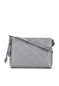 Wittchen - Damska listonoszka skórzana z monogramem i ozdobnymi chwostami. Kolor: szary. Wzór: aplikacja. Sezon: lato. Materiał: skórzane. Rozmiar: małe. Styl: klasyczny, elegancki #1