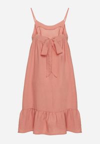 Born2be - Ciemnoróżowa Rozkloszowana Sukienka na Ramiączkach Wiązana z Tyłu Naisa. Kolor: różowy. Długość rękawa: na ramiączkach. Sezon: wiosna, lato. Styl: elegancki #4