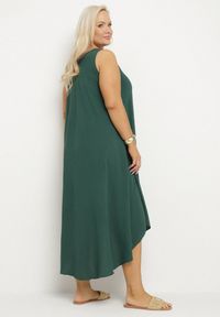 Born2be - Ciemnozielona Rozkloszowana Sukienka z Bawełną Nairilo. Okazja: na spacer. Kolor: zielony. Materiał: bawełna. Sezon: lato. Styl: klasyczny, elegancki #5