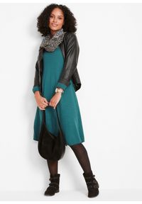 bonprix - Sukienka dzianinowa poszerzana dołem. Kolor: niebieski. Materiał: dzianina #3