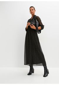 bonprix - Długa sukienka z połyskiem. Kolor: czarny. Styl: elegancki. Długość: maxi #1
