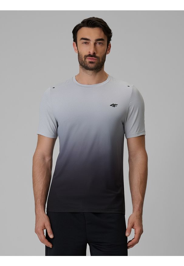 4f - 4F Koszulka treningowa regular szybkoschnąca męska - szara XXL. Kolor: szary. Materiał: materiał, tkanina. Długość: krótkie. Sport: fitness