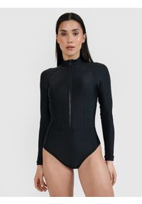 4f - 4F Kostium kąpielowy z długim rękawem damski - czarny S. Kolor: czarny. Materiał: włókno, syntetyk, materiał, elastan. Długość: długie #1