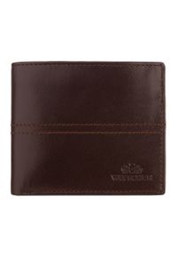 Wittchen - Męski portfel skórzany z przeszyciem ciemny brąz. Kolor: brązowy. Materiał: skóra. Wzór: aplikacja