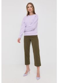 Spanx spodnie damskie kolor zielony proste high waist. Okazja: na co dzień. Stan: podwyższony. Kolor: zielony. Materiał: tkanina. Styl: casual #3
