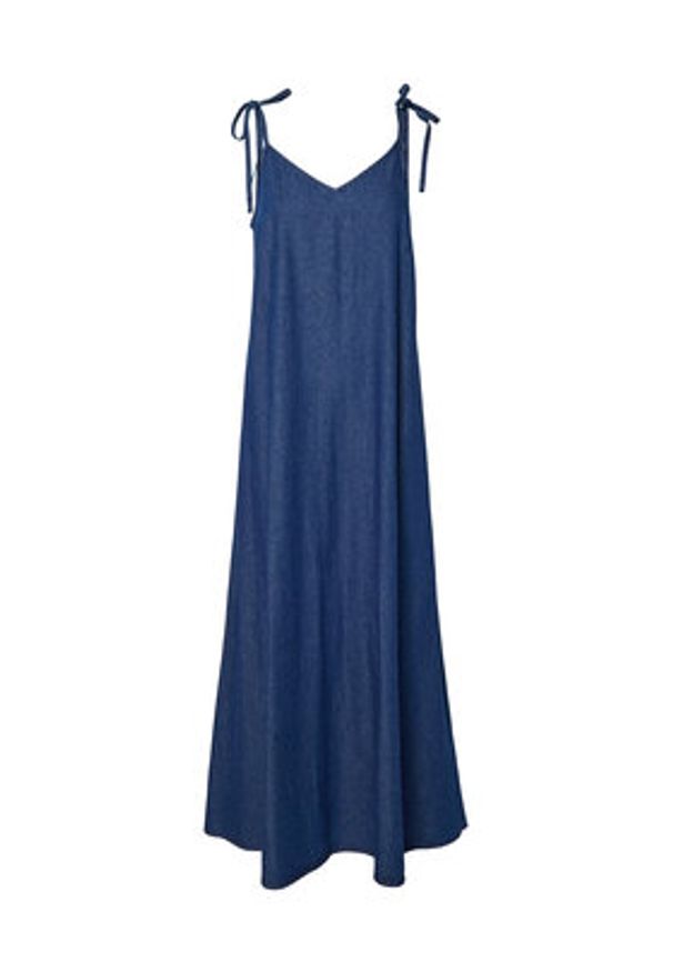 Pieces Sukienka jeansowa Tenim 17157940 Granatowy Loose Fit. Kolor: niebieski. Materiał: bawełna
