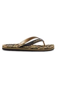 Quiksilver - Sandały dla Mężczyzn OAHUEY Zielony. Okazja: na plażę. Zapięcie: pasek. Kolor: brązowy, zielony, wielokolorowy. Materiał: guma, syntetyk, materiał. Wzór: paski. Styl: sportowy