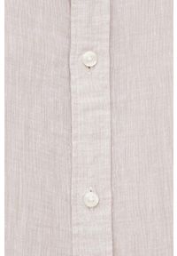 Michael Kors koszula lniana męska kolor beżowy slim z kołnierzykiem button-down. Typ kołnierza: button down. Kolor: beżowy. Materiał: len. Długość: długie. Wzór: gładki