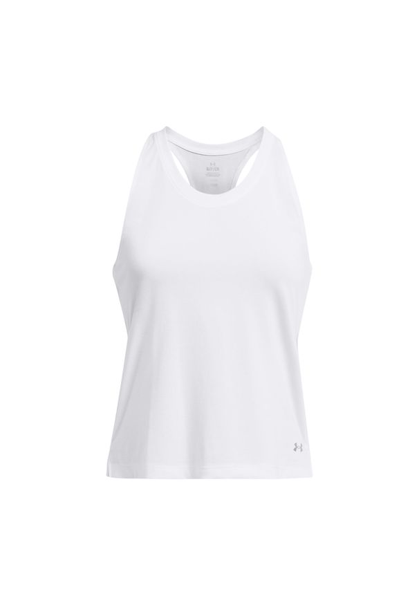 Damski tank top Under Armour Launch. Kolor: biały. Materiał: materiał. Sport: bieganie