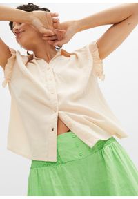 bonprix - Spodnie Marlena z przewiewnej mieszanki lnu. Kolor: zielony. Materiał: len, materiał. Styl: elegancki #2