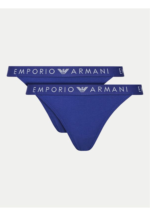 Emporio Armani Underwear Komplet 2 par stringów 164522 4F227 07191 Niebieski. Kolor: niebieski. Materiał: bawełna