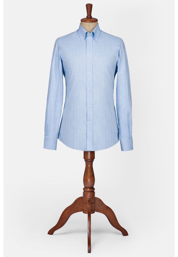 Lancerto - Koszula Niebieska w Jodełkę Gobi. Typ kołnierza: button down. Kolor: niebieski. Materiał: tkanina, bawełna. Wzór: jodełka. Styl: vintage, elegancki