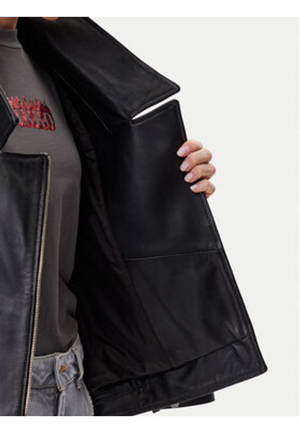 Pinko - PINKO Kurtka skórzana Confine 104877 A21L Czarny Regular Fit. Kolor: czarny. Materiał: skóra