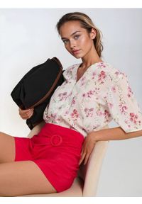 Sinsay - Koszulowa ażurowa bluzka z bawełny - wielobarwny. Materiał: bawełna. Wzór: ażurowy