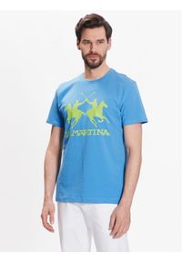 La Martina T-Shirt VMR001 JS206 Niebieski Regular Fit. Kolor: niebieski. Materiał: bawełna #1