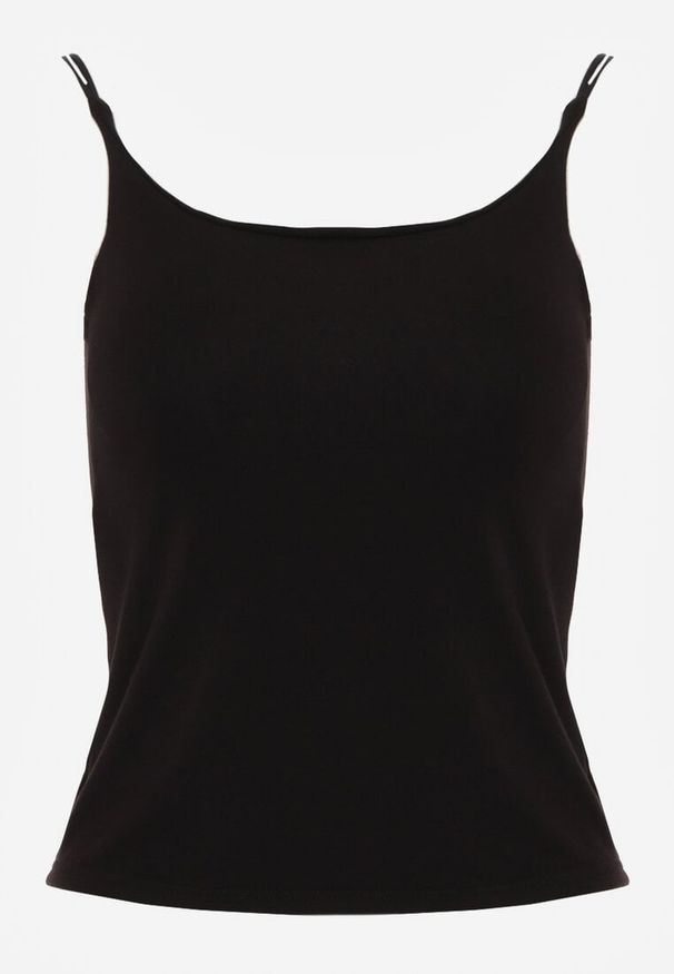 Renee - Czarny Top z Wiskozy na Podwójnych Ramiączkach Indrea. Okazja: na co dzień. Kolor: czarny. Materiał: wiskoza. Długość rękawa: na ramiączkach. Styl: casual, klasyczny