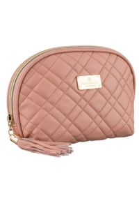 Różowa kosmetyczka z materiału syntetycznego, jednokomorowa zamykana suwakiem Peterson PTN KOS-DA-9. Kolor: różowy. Materiał: syntetyk, materiał #1