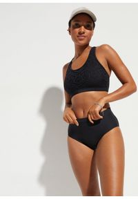 bonprix - Lekko modelujące sylwetkę figi bikini z wysokim stanem. Stan: podwyższony. Kolor: czarny. Materiał: materiał #2