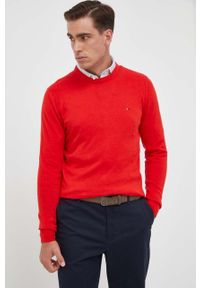 TOMMY HILFIGER - Tommy Hilfiger sweter z domieszką kaszmiru kolor czerwony lekki. Kolor: czerwony. Materiał: kaszmir. Styl: klasyczny #1