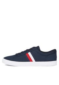 TOMMY HILFIGER - Tommy Hilfiger Tenisówki Iconic Vulc Stripes Mesh FM0FM05072 Granatowy. Kolor: niebieski. Materiał: materiał #3