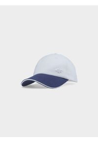 4f - Czapka z daszkiem snapback uniseks - złamana biel. Kolor: biały. Materiał: materiał, bawełna. Wzór: haft. Sezon: lato. Styl: casual, klasyczny, sportowy