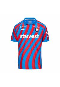 Kappa - Koszulka domowa dla dzieci SM Caen 2024/25. Kolor: czerwony, niebieski, wielokolorowy. Sport: piłka nożna