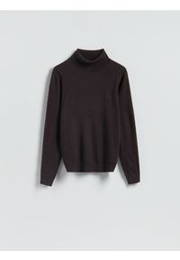 Reserved - Golf z wełny merino - ciemnobrązowy. Typ kołnierza: golf. Kolor: brązowy. Materiał: wełna #1