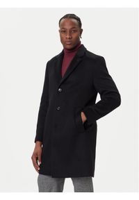 TOMMY HILFIGER - Tommy Hilfiger Płaszcz wełniany MW0MW40768 Czarny Regular Fit. Kolor: czarny. Materiał: wełna