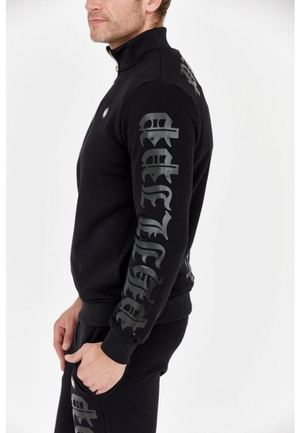 Philipp Plein - PHILIPP PLEIN Czarny dres męski gothic. Kolor: czarny. Materiał: dresówka. Sport: bieganie